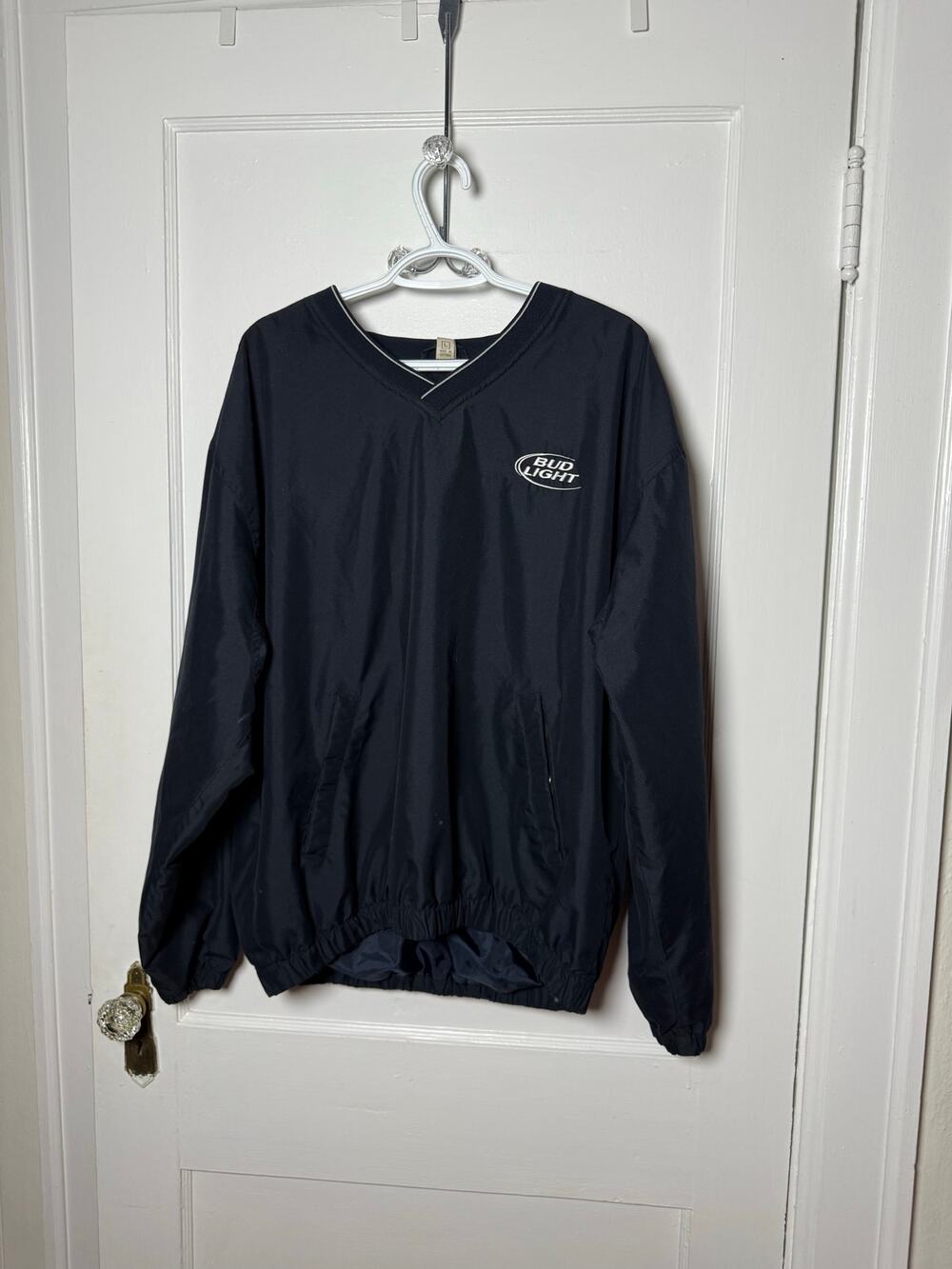 Vintage Destinations Bud Light Navy Blue Windbreaker Pullover Baggy Large